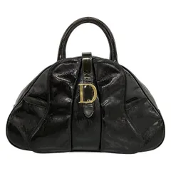 DIOR/ChristianDior(ディオール/クリスチャンディオール) ハンドバッグ ダブルサドルバッグ 黒 型押し加工 レザー