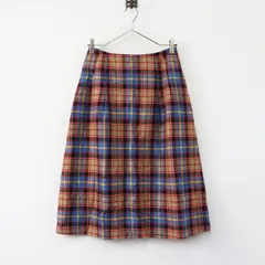 ヨークランド YORKLAND ウール チェック 台形スカート 11AR レッド系┃ボトムス【2400014897999】