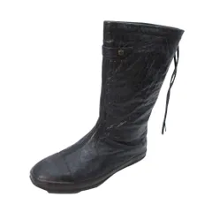 美品 BALENCIAGA バレンシアガ 245482 バックジップ ブーツ フラット シューズ 靴 レザー 36/22.5cm 黒 ブラック レディース 古着 中古 USEDのサムネイル