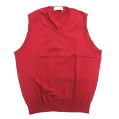 新品同様 JOHN SMEDLEY × BEAMS f ジョンスメドレー ビームスエフ別注 ベスト ニット セーター ノースリーブ コットン S 赤 レッド メンズ 古着 中古 USED