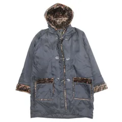 良品 ヴィンテージ FENDI フェンディ ズッカ柄 中綿 コート ジャケット アウター ファー ITTIERRE社 黒 ブラック ベージュ レディース 古着 中古 USEDのサムネイル