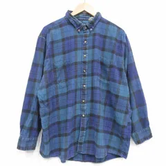 XL/古着 マックレガー 長袖 フランネル シャツ メンズ 00年代 00s 大きいサイズ コットン ボタンダウン 紺他 チェック 26mar10のサムネイル