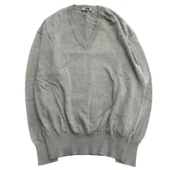 美品 DAKS ダックス ウール ニット セーター カットソー Vネック ロゴ 長袖 M グレー メンズ 古着 中古 USEDのサムネイル