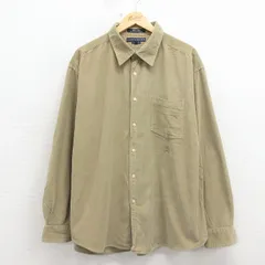 XL/古着 トミーヒルフィガー 長袖 ブランド シャツ メンズ ワンポイントロゴ コーデュロイ 大きいサイズ コットン 薄緑 26mar10