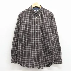 L/古着 トミーヒルフィガー 長袖 ブランド シャツ メンズ ワンポイントロゴ コットン ボタンダウン 茶他 チェック 26mar10