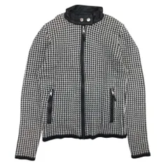 美品 LAUREN RALPH LAUREN ローレンラルフローレン 千鳥格子柄 ジップアップ ニットジャケット ブルゾン XS ブラック ホワイト レディース 古着 中古 USEDのサムネイル