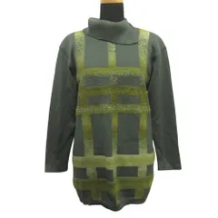 美品 LANCEL ランセル 90's タートルネック ニット セーター ウール チェック オールド ビンテージ ヴィンテージ 緑 グリーン レディース 古着 中古 USED