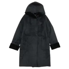 美品 17aw JOURNAL STANDARD ジャーナルスタンダード フーデッド フェイクムートン コート アウター S 黒 ブラック レディース 古着 中古 USED