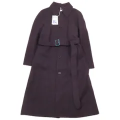 未使用 BURBERRY バーバリー ダニエル・リー ウール ステンカラーコート ジャケット ロング丈 ベルト UK10 パープル 8077358 レディース 古着 中古 USED