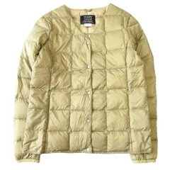 良品 TAION タイオン インナー ダウン ジャケット ブルゾン アウター ノーカラー Vネック 長袖 M ベージュ レディース 古着 中古 USED