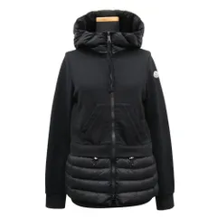 美品 MONCLER モンクレール ダウン スウェット 切替 ジャケット ブルゾン パーカー ロゴ サイズXS 黒 ブラック レディース 古着 中古 USED