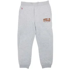 美品 POLO RALPH LAUREN ポロラルフローレン ポニー ロゴ刺繍 スウェットパンツ 裏起毛 ズボン ジョガー 7 グレー キッズ 古着 中古 USED