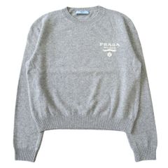 美品 PRADA プラダ カシミヤ ニット セーター クールネック ロゴ