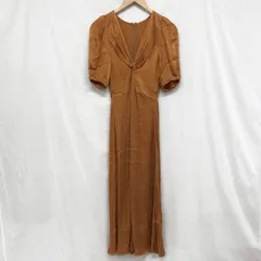 FRAY I.D IPEKERサテンツイストワンピース 5分袖 キュプラレーヨン インナー付き オレンジ サイズ1 M オケージョン可