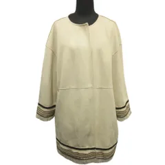 美品 ZARA ザラ フェイクスエード コート ガウン ジャケット ブルゾン ボタンレス L ベージュ レディース 古着 中古 USED