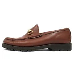 良品 GUCCI グッチ ホースビット レザー ローファー シューズ ゴールド金具 サイズ36.5 23.5cm 茶 ブラウン レディース 古着 中古 USED