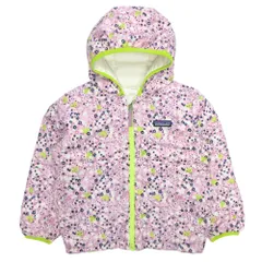 美品 17AW Patagonia パタゴニア キッズ リバーシブル ダウン ジャケット ジャンパー フーディ 花柄 総柄 サイズ5T 110 ピンク キッズ 古着 中古 USED