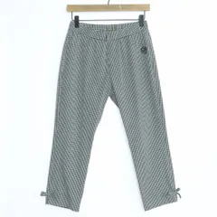 インゲボルグ★ギンガムチェック♪クロップドパンツ サイズ9 黒×白系 カメリア刺繍&リボン♪薄手 z19248のサムネイル