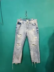 GU メンズ ダメージ デストロイウォッシュ デニム