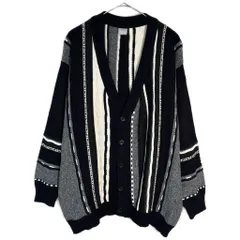 3Dニットカーディガン ブラック(メンズ M相当)中古 古着 X7131