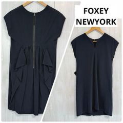 極美品】FOXEY NEW YORK フリルワンピース Aライン ネイビー - メルカリ