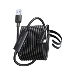 UGREEN VR リンクケーブル 5m USB-A to USB-C Quest 3/Quest 3S/Quest 2/Pro/Pico 4 対応 USB3.2 Gen1 5Gbps 高速データ転送 18W急速充電 信号増幅チップ内蔵 90°L字型プラグ 1