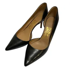 良品 Salvatore Ferragamo サルヴァトーレフェラガモ ポインテッドトゥパンプス サイズ6.5C 約23.5cm ブラック レディース 古着 中古 USED