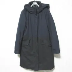 良品 PS Paul Smith ピーエスポールスミス バイカラー フーデッド ダウンコート 42 ネイビー ブラック レディース 古着 中古 USEDのサムネイル