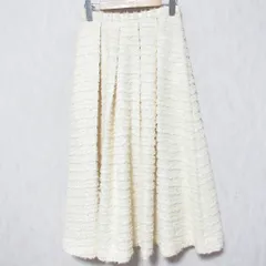 未使用 24SS Mila Owen ミラオーウェン タックボリュームシャギーフレアロングスカート 09WFS241034 サイズ0 アイボリー レディース 古着 中古 USED
