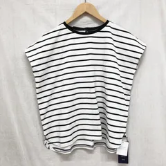 タグ付 B.C STOCK 25SS 接触冷感 クールタッチバックリボンプルオーバー フレンチスリーブ ボーダーTシャツ カットソー ゆったりめ 白×黒 モノトーン FREEのサムネイル
