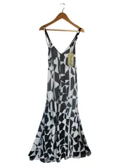 バナナセブン BANANA SEVEN ワンピース キャミソール マキシ丈 フレア 裏地 総柄 ブラック ホワイト サイズM QQQ