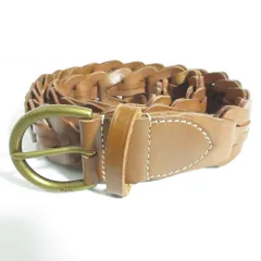 良品 Polo by Ralph Lauren ポロバイラルフローレン 編込み メッシュ レザーベルト ブラウン メンズ レディース 古着 中古 USED