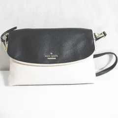 美品 kate spade new york ケイトスペード ジャクソン ストリート ハーリン バイカラー レザー ショルダーバッグ ブラック アイボリー レディース 古着 中古 USED