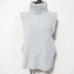 美品 24AW Max Mara Studio マックスマーラステュディオ ウールカシミヤ タートルネック ニット ベスト M グレー レディース 古着 中古 USED