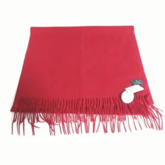 未使用 LANVIN COLLECTION ランバンコレクション カシミヤ100％ フリンジマフラー ストール レッド レディース 古着 中古 USED