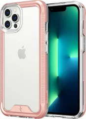 Zizo iPhone 13 Pro Max 6.7インチ ケース カバー 耐衝撃 衝撃吸収 米軍MIL規格 強化ガラス保護フィルム付属 ハイブリッド ポリカーボネイト TPU ION シリーズ (ローズ・ゴールド / クリアー)
