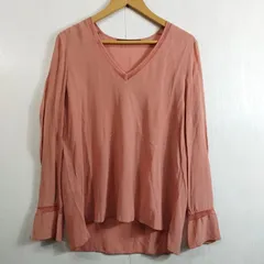 COMPTOIR DES COTONNIERS コントワーデコトニエ Vネック ベルスリーブ ブラウス シルク レース サーモンピンク レディース サイズ 11 C1044