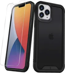 Zizo iPhone 12 Pro Max 6.7インチ ケース カバー 耐衝撃 衝撃吸収 米軍MIL規格 強化ガラス保護フィルム付属 ハイブリッド ポリカーボネイト TPU (ブラック / スモーク,  iPhone 12 Pro Max)