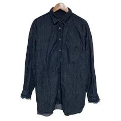 美品 nest Robe ネストローブ コットンリネン ダンガリー 袖フリル シャツ 01233-1428 サイズF インディゴ レディース 古着 中古 USED コットンリネンダンガリーフリルシャツ｜nest Robe / CONFECT ONLINE SHOP