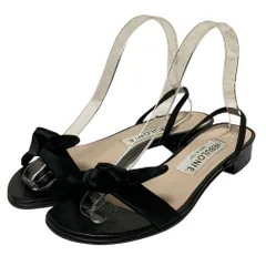 良品 NEBULONI Eネブローニ フロントリボン フラットサンダル 38 24.5cm相当 ブラック レディース 古着 中古 USED