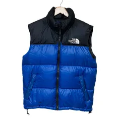 美品 THE NORTH FACE ザノースフェイス 配色切替 ダウンベスト M ブルー×ブラック メンズ 古着 中古 USEDのサムネイル