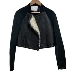 美品 3.1 Phillip Lim 3.1フィリップリム ムートンコンビ クロップド ジャケット ブルゾン サイズ0 ブラック レディース 古着 中古 USEDのサムネイル