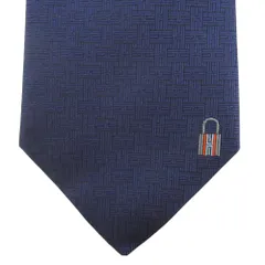 未使用 HERMES エルメス SOIE LOURDE 7cm PINCES H カデナ Hロゴ ジャガード シルク ネクタイ H659343T 02 ネイビー メンズ 古着 中古 USED