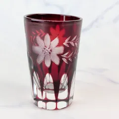 切子　お猪口　赤