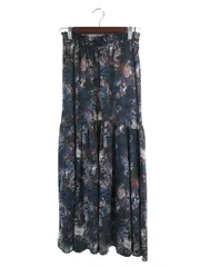 オペークドットクリップ OPAQUE.CLIP スカート マキシ ウエスト ゴム ボタニカル サイズ38(M) ネイビー QQQ