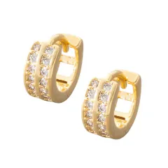 【ゴールド×ピアス】[Cream dot. クリームドット公式] ピアス レディース   ニッケルフリー フープ ワンタッチ キャッチレス 中折れ 極小 6mm ビジュー ダブルライン 耳たぶフィット フィット  