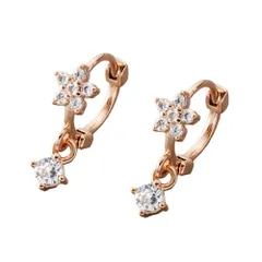 【ピンクゴールド×ピアス】[Cream dot. クリームドット公式] ピアス レディース   ニッケルフリー フープ ワンタッチ キャッチレス 中折れ ビジュー フラワー 揺れる ミニ 小ぶり  