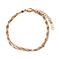 【ピンクゴールド×ワンサイズ】[Cream dot. クリームドット公式] ブレスレット レディース  ステンレス製 金属アレルギー対応 つけっぱなし 2連 レイヤード風 ミックスカラー ペタルチェーン メタル 艶 キラキラ  のサムネイル