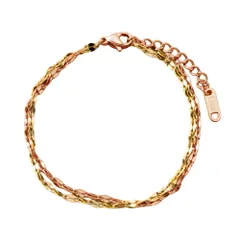 【ゴールド×ピンクゴールド×ワンサイズ】[Cream dot. クリームドット公式] ブレスレット レディース  ステンレス製 金属アレルギー対応 つけっぱなし 2連 レイヤード風 ミックスカラー ペタルチェーン メタル 艶 キラキラ  のサムネイル