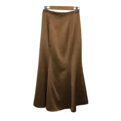 リゼクシー RESEXXY スカート フレア ロング ウエストゴム サテン 光沢 無地 F 茶 ブラウン